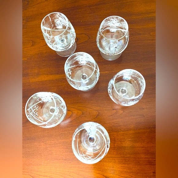 Set of 6 Cut-to-clear Crystal glasses brandy cognac Glasses Desert Glasses - Picture 3 of 7